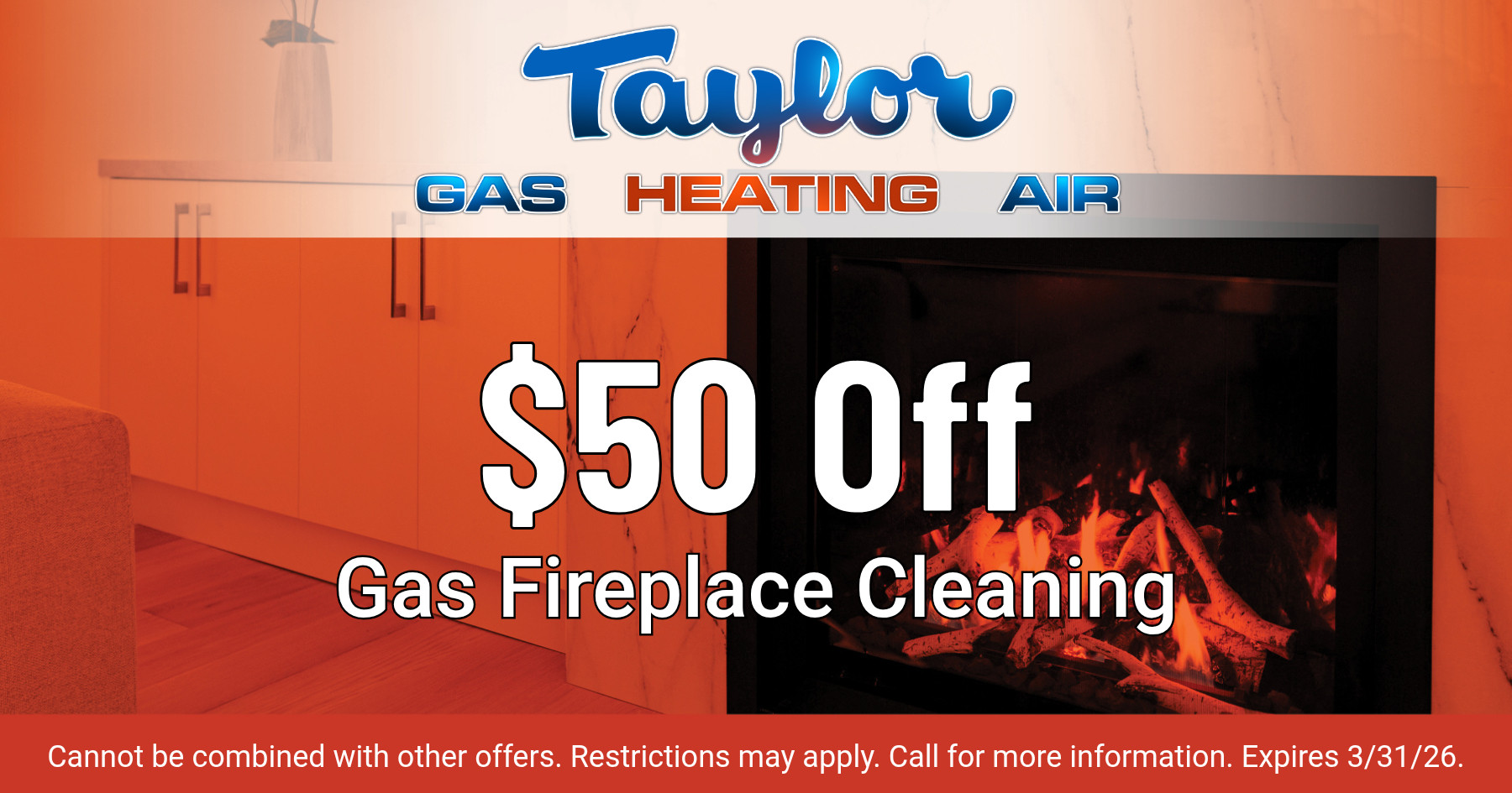 $50 Off Gas Fireplace Cleaning